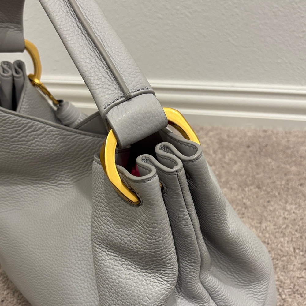 Donna Karan Light Gray Hobo Bag with Tassel - Picture 4 of 5
